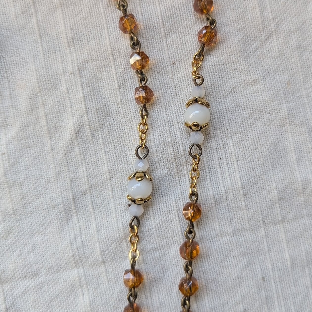 orange and ivory glass rosary