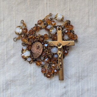 orange and ivory glass rosary