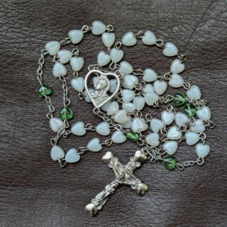 sacred heart pearl white rosary