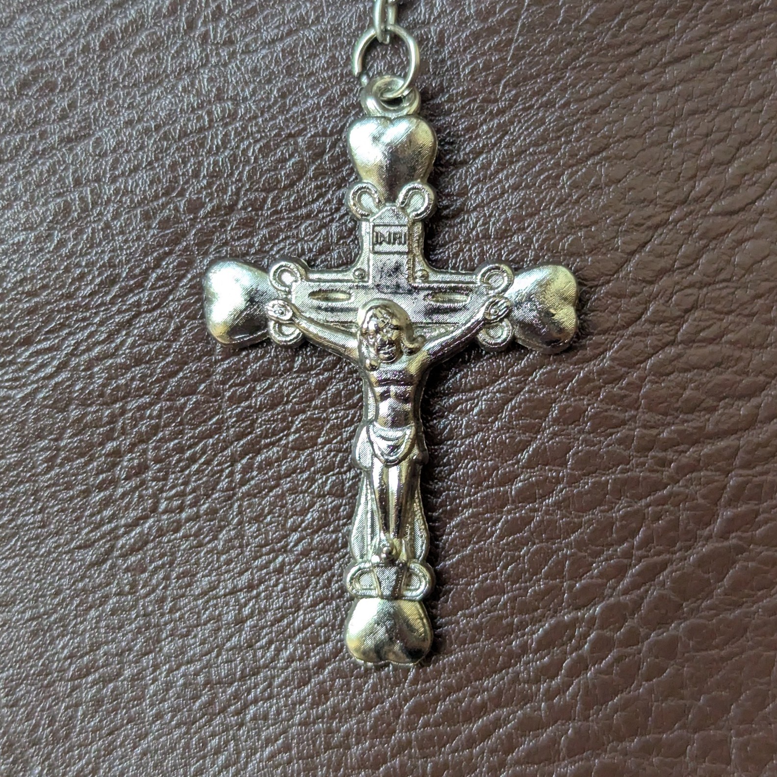 sacred heart pearl white rosary