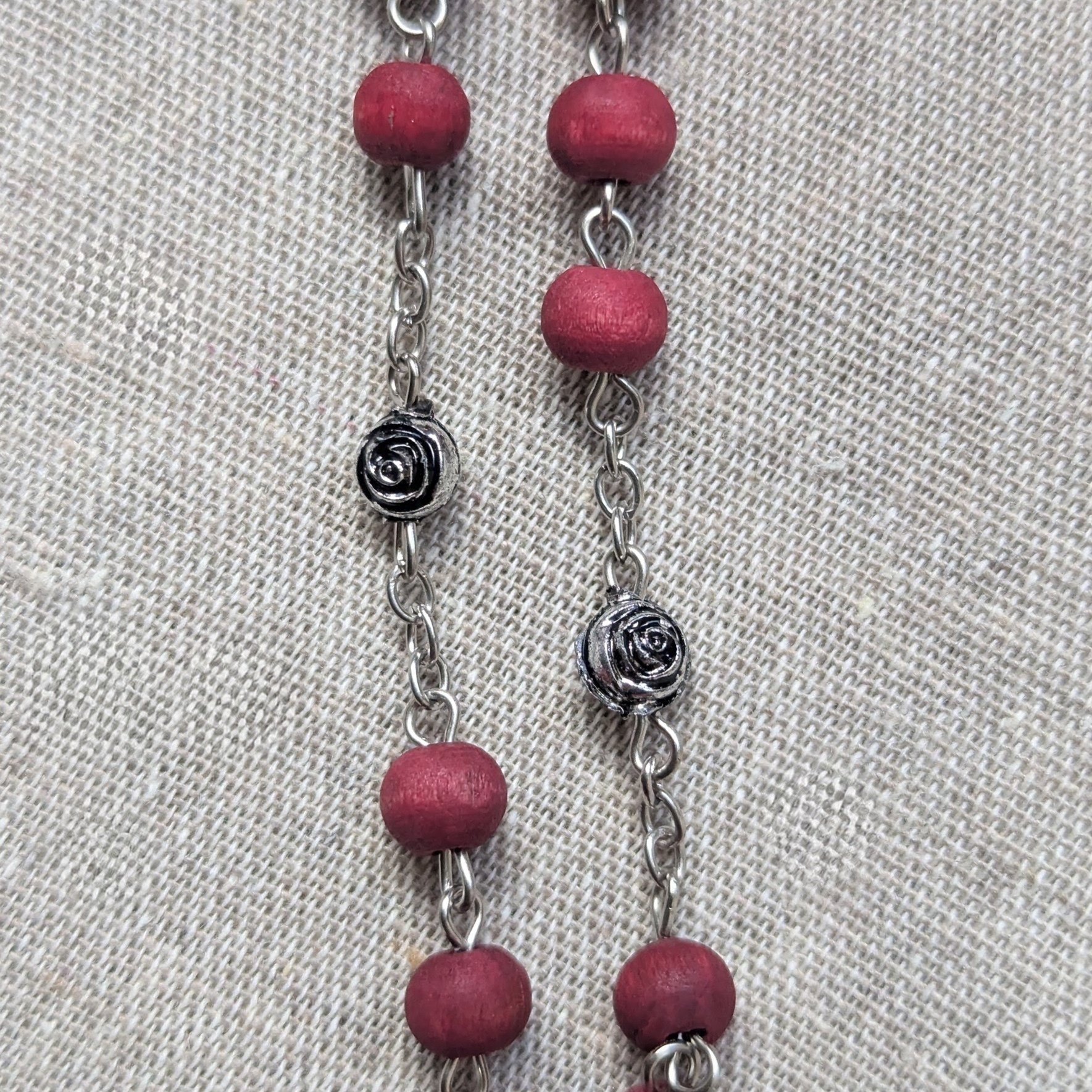 burgundy Pope Francis wooden rosary