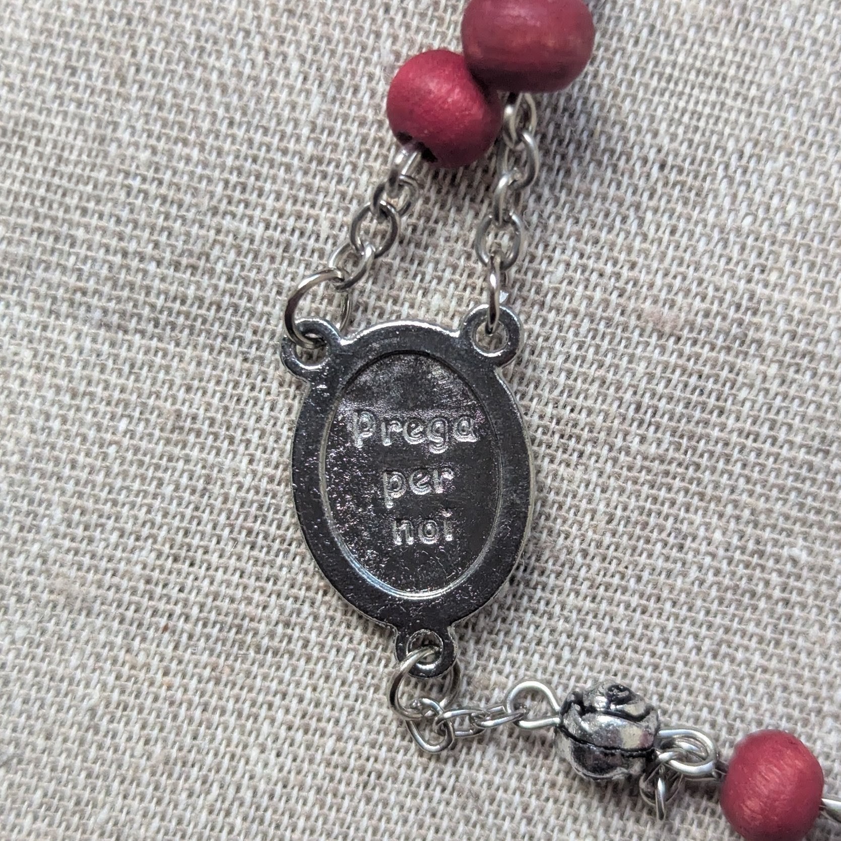 burgundy Pope Francis wooden rosary