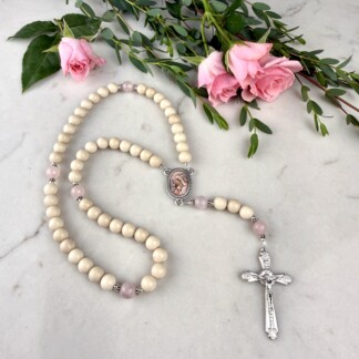 mystical rose rosary with pink roses