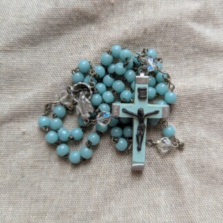 dainty teal rosary