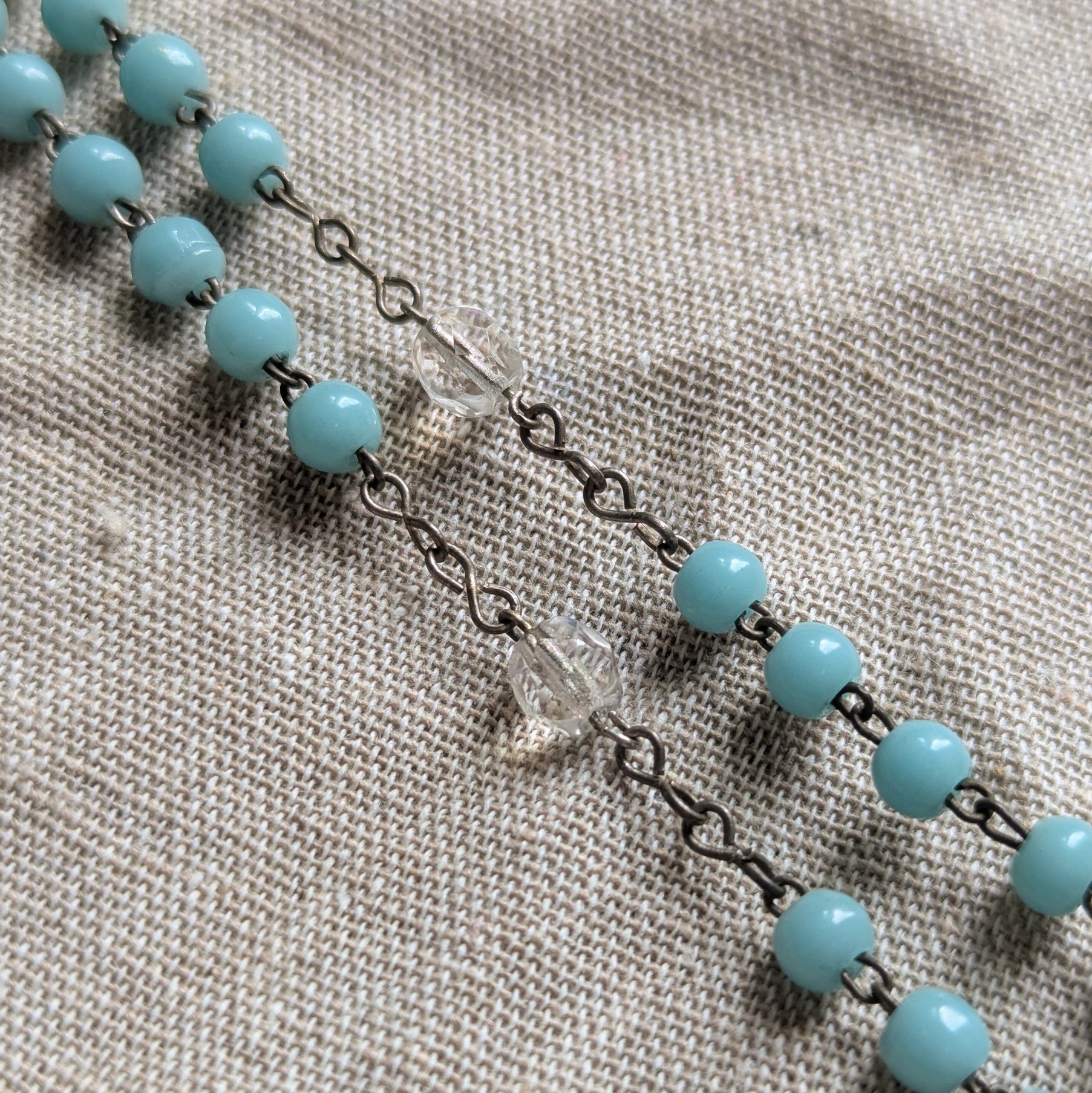 dainty teal rosary