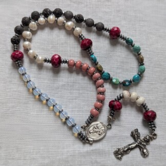 multi-color gemstone st. dymphna rosary