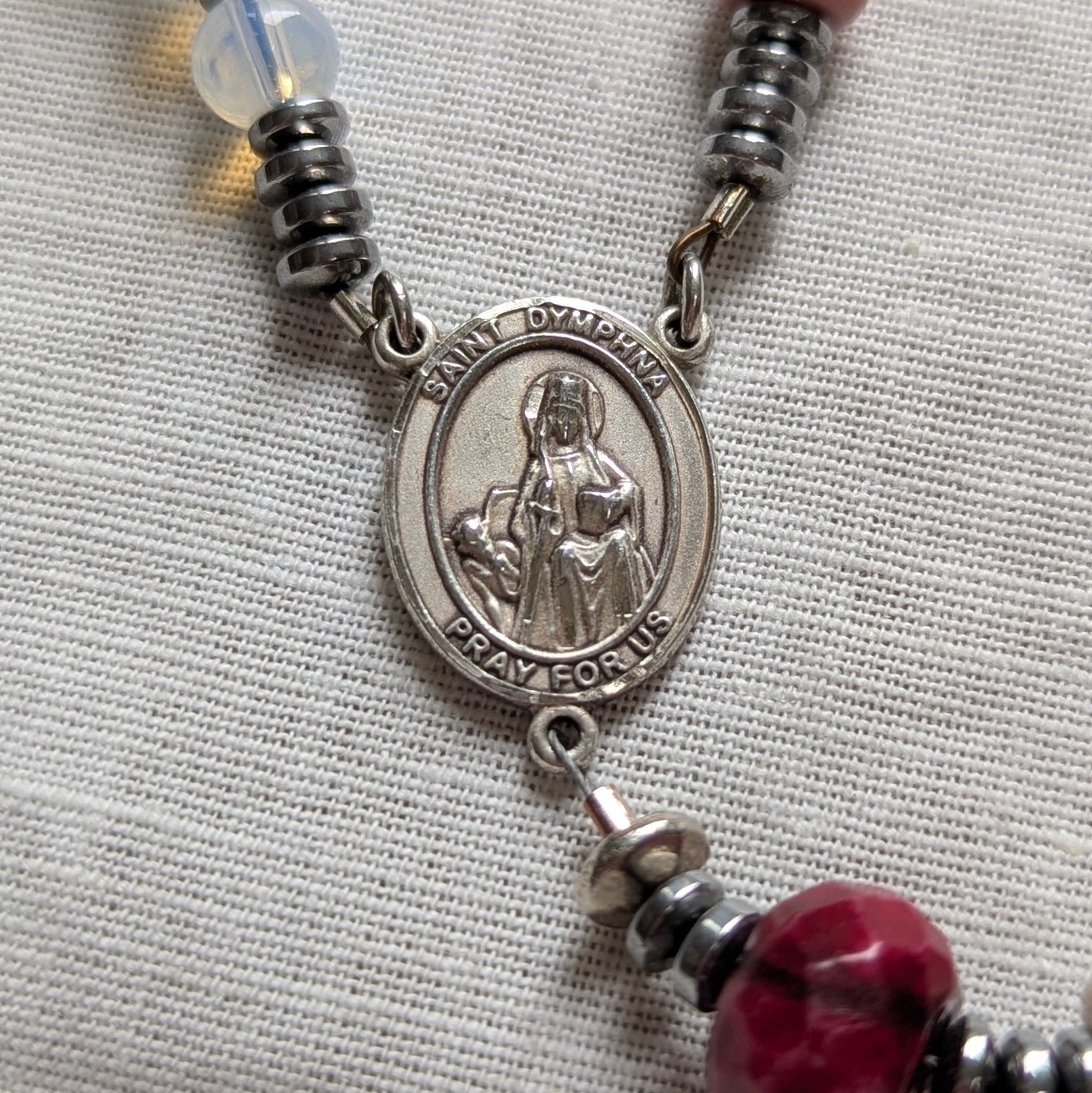 multi-color gemstone st. dymphna rosary