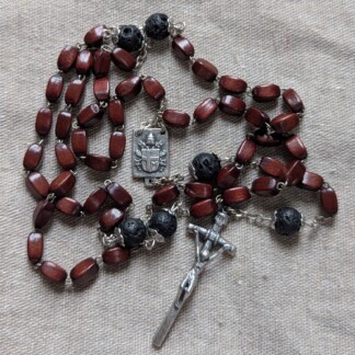 wood and lava rock rosary