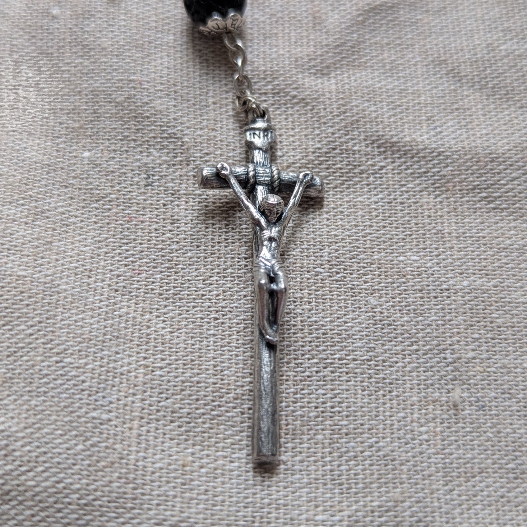 wood and lava rock rosary