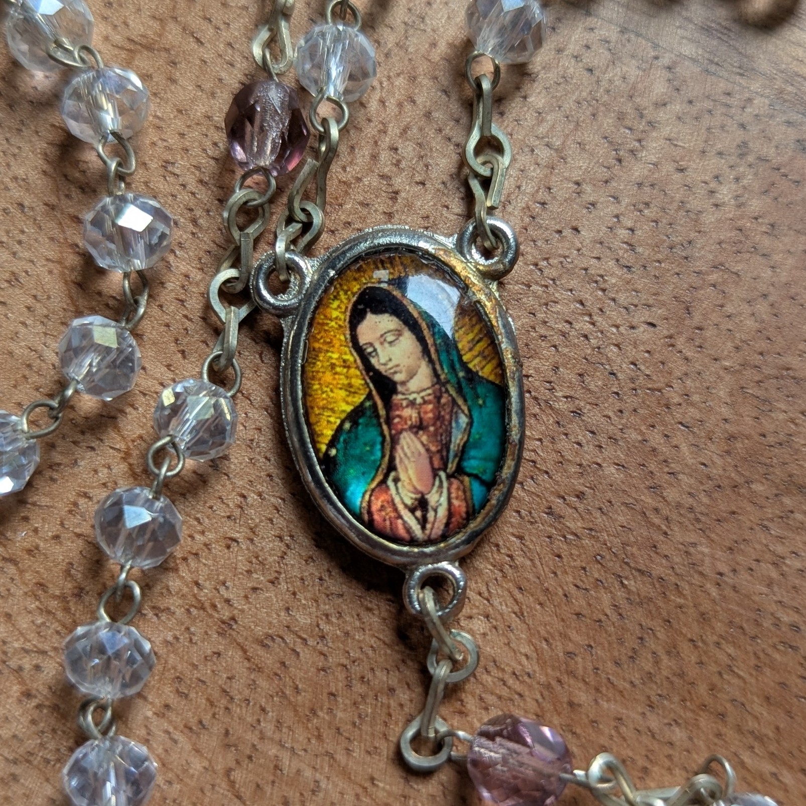 clear Guadalupe rosary