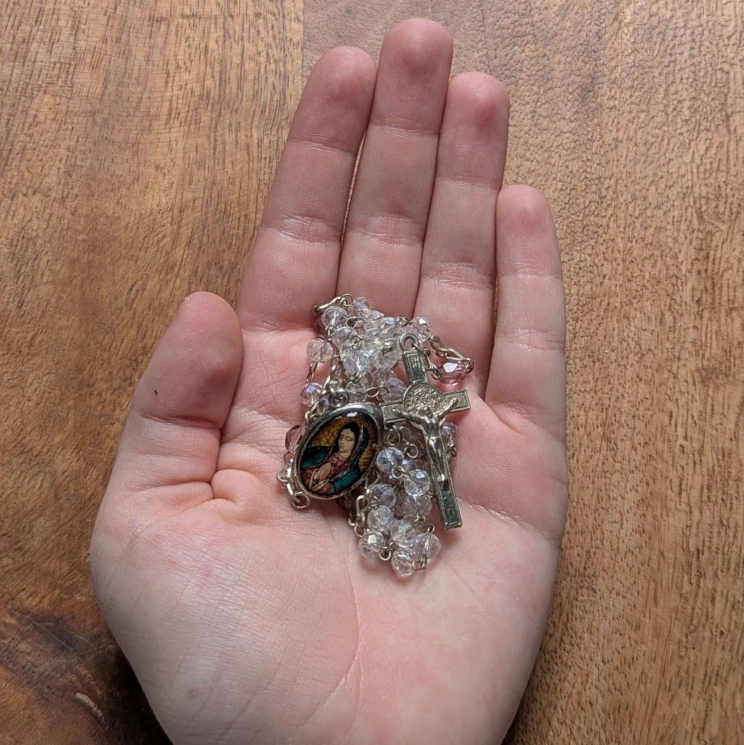 clear Guadalupe rosary