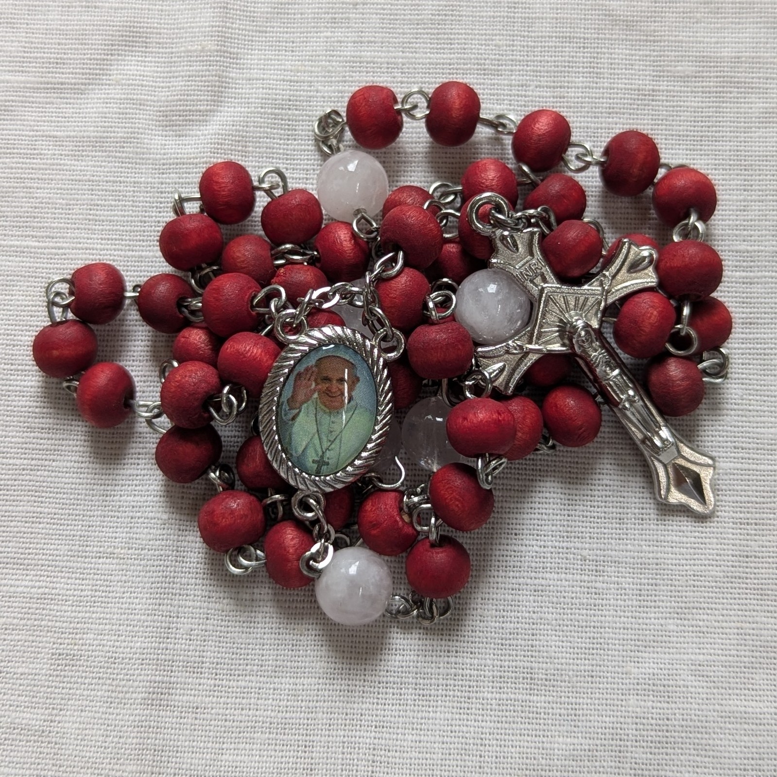 Pope Francis pressed roses rosary