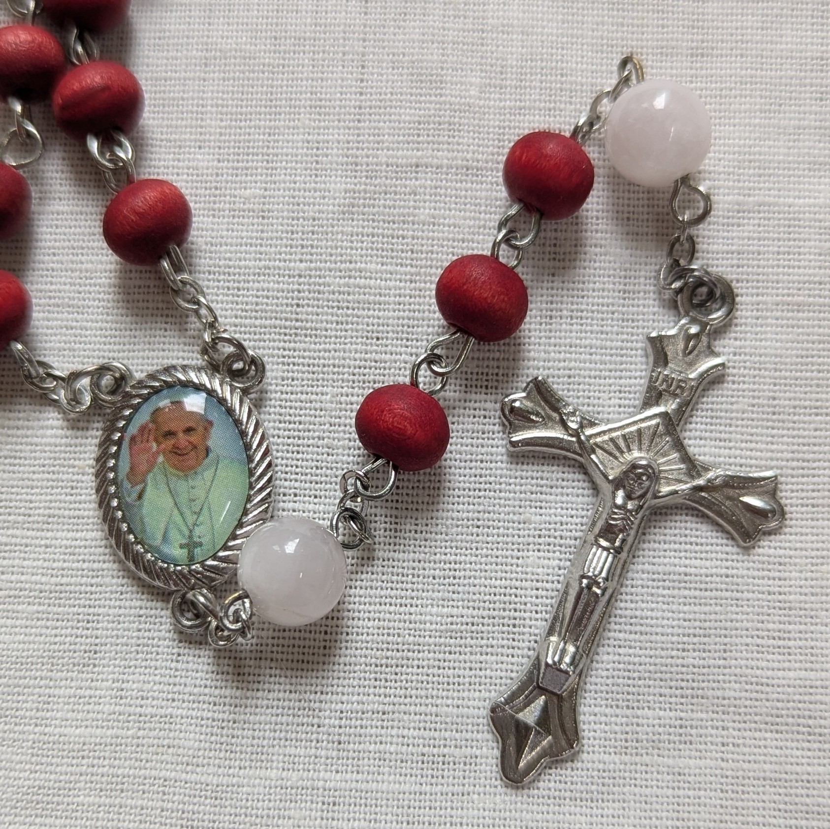 Pope Francis pressed roses rosary