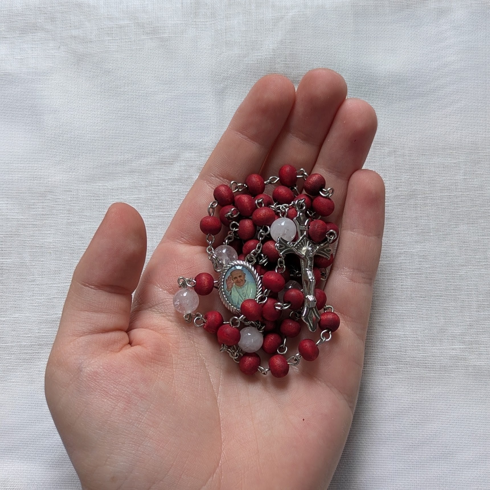 Pope Francis pressed roses rosary