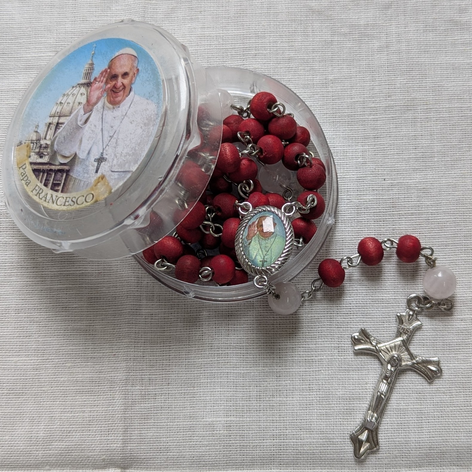 Pope Francis pressed roses rosary