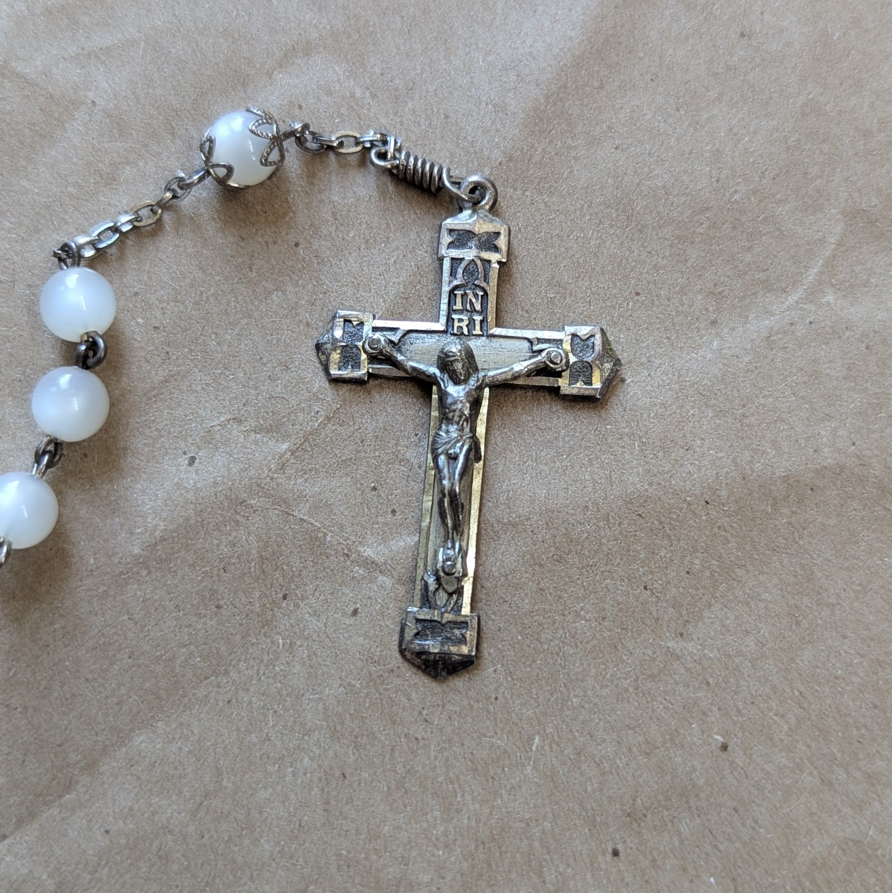 iridescent Pearl Glass rosary