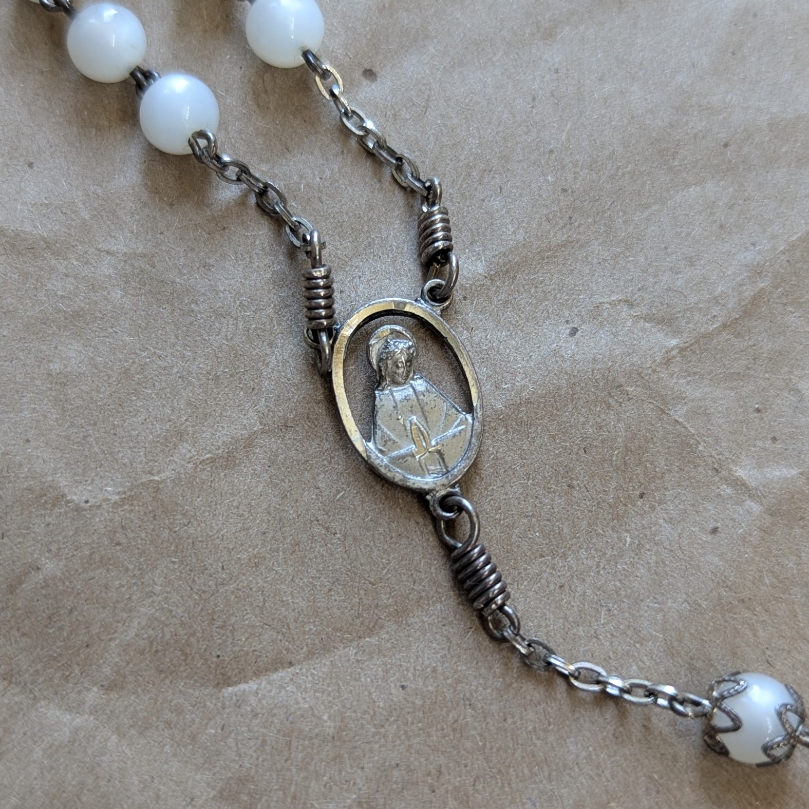 iridescent Pearl Glass rosary