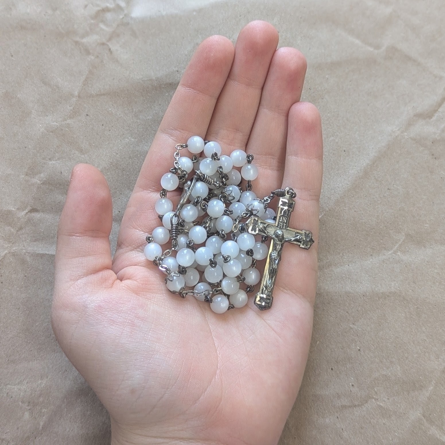 iridescent Pearl Glass rosary