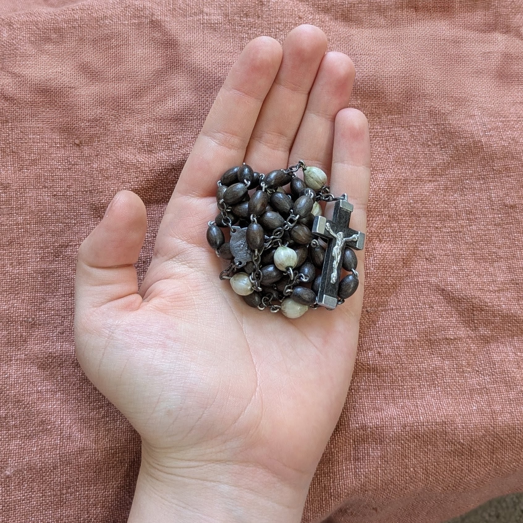 brown French rosary