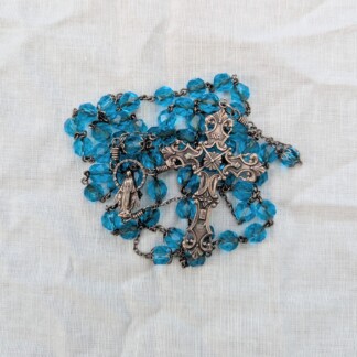aqua glass rosary