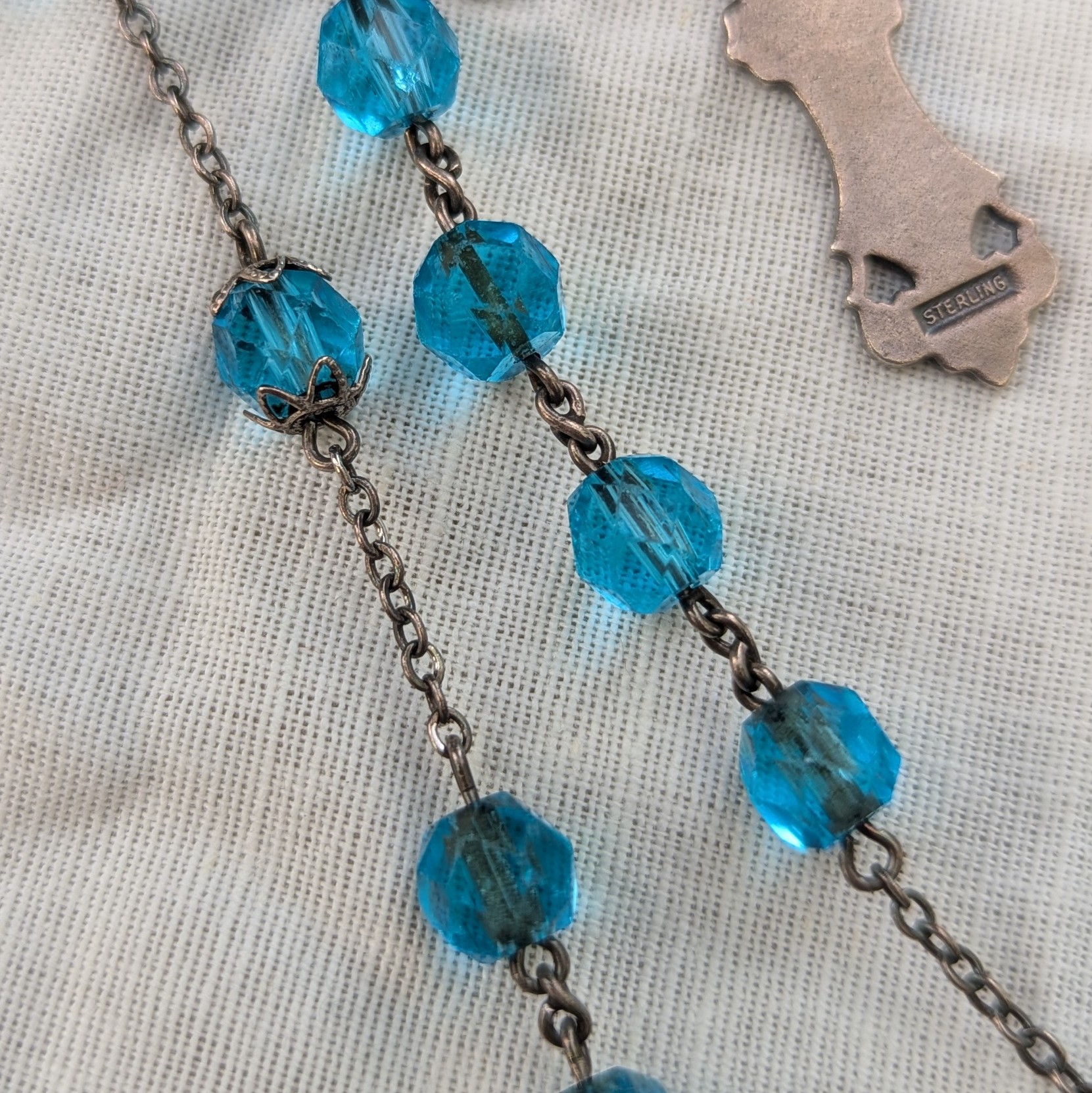 aqua glass rosary