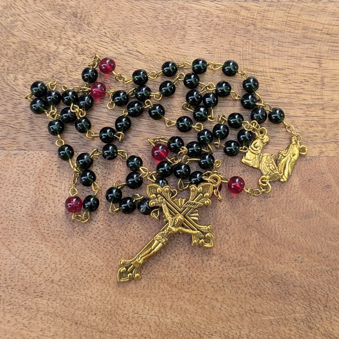 emerald green and gold rosary