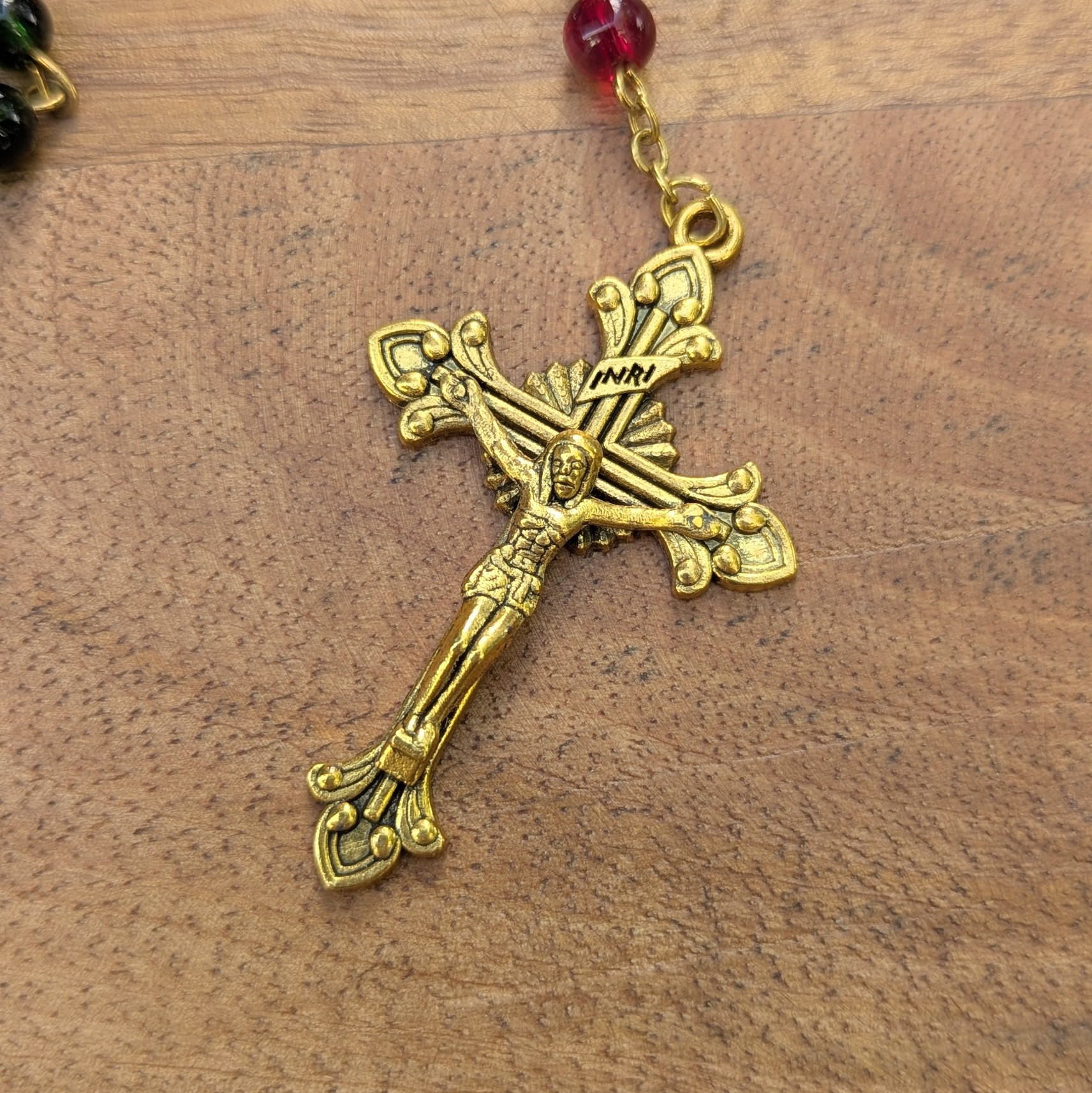 emerald green and gold rosary