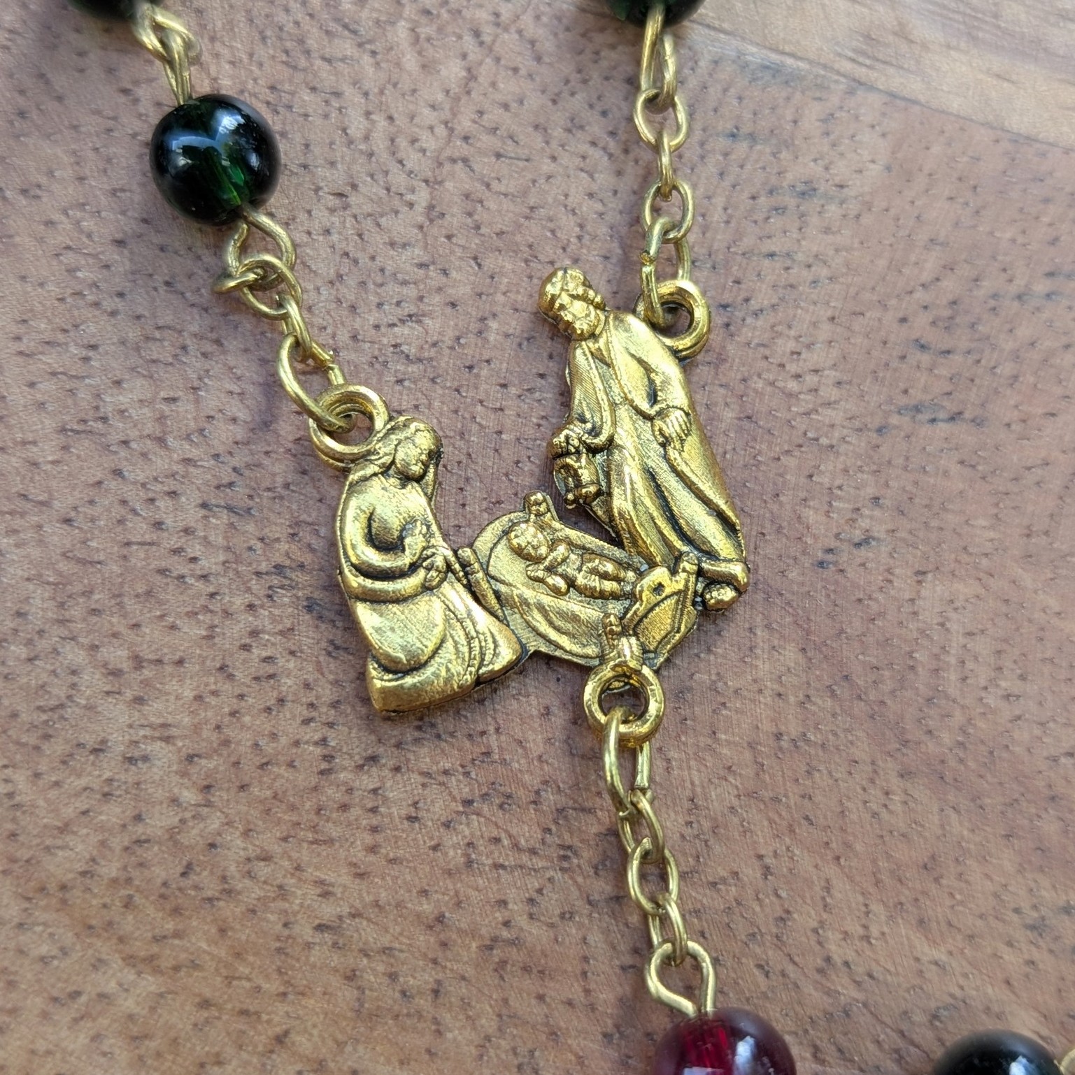 emerald green and gold rosary