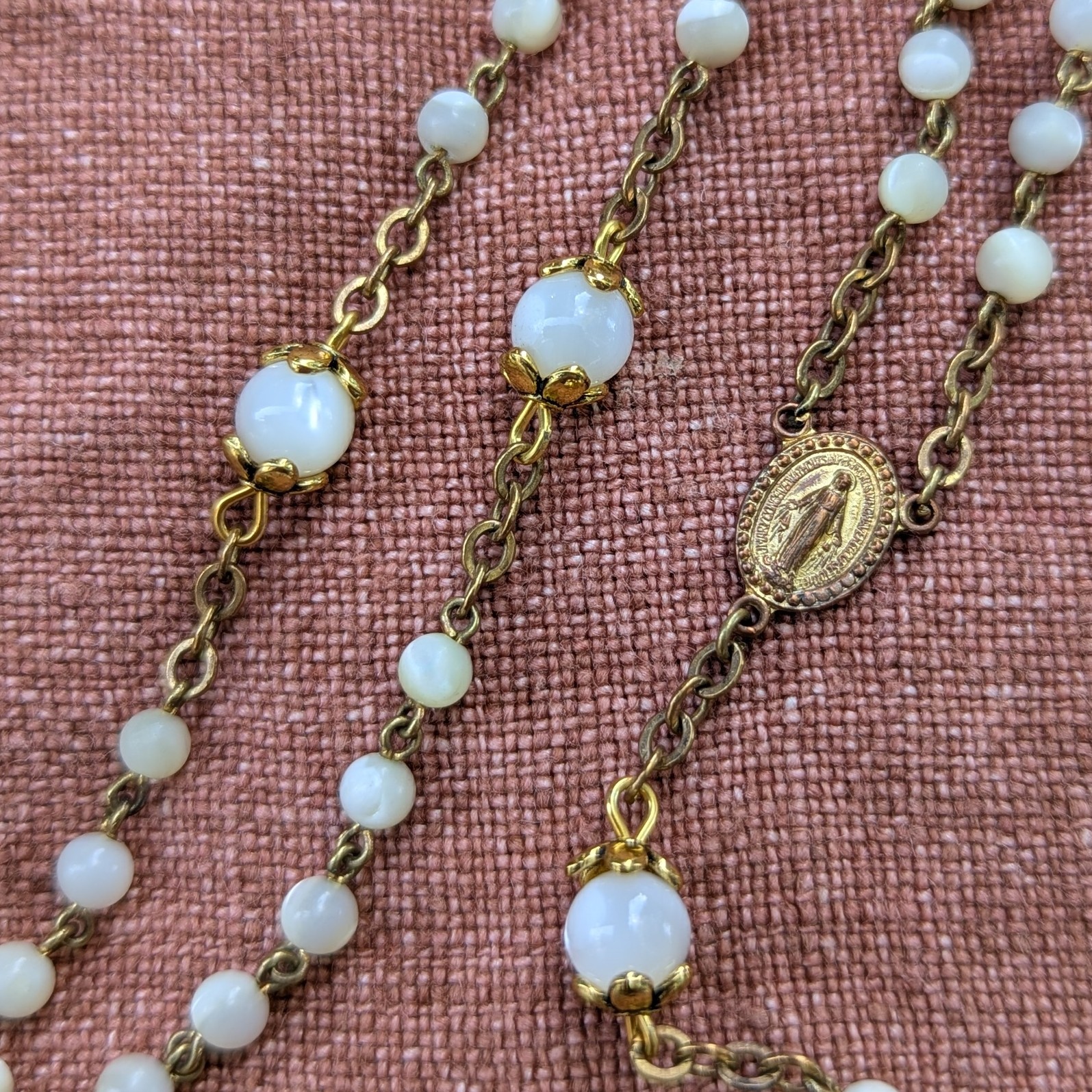 moon stone glass rosary