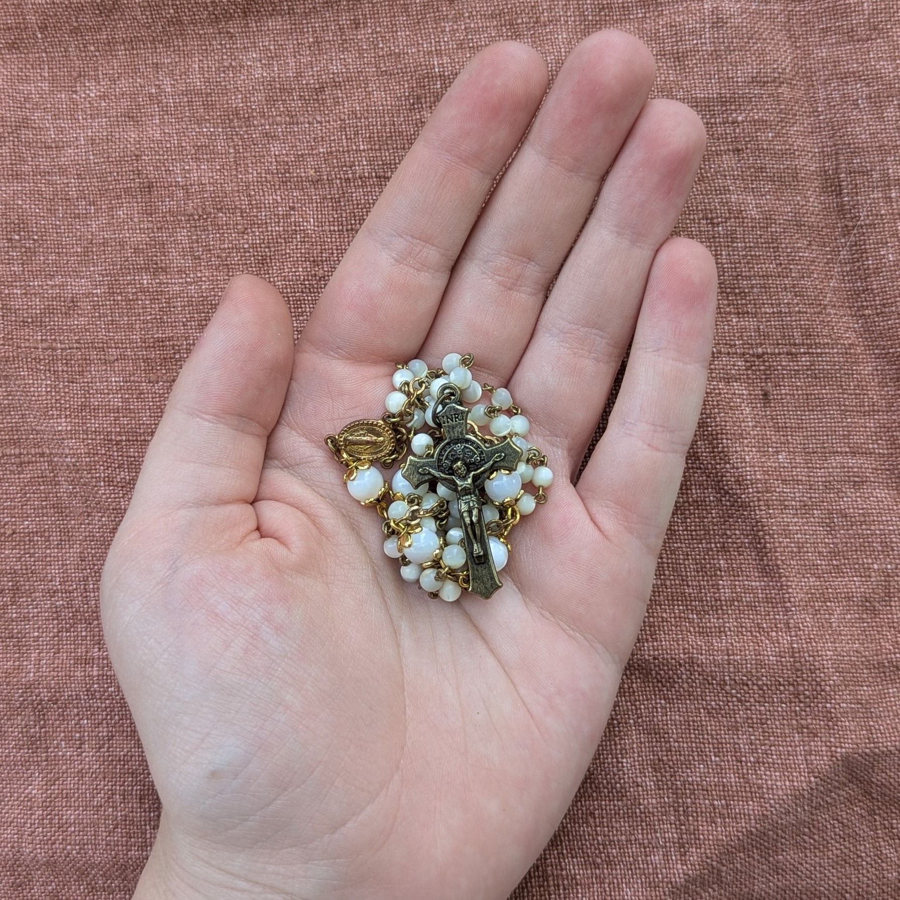 moon stone glass rosary