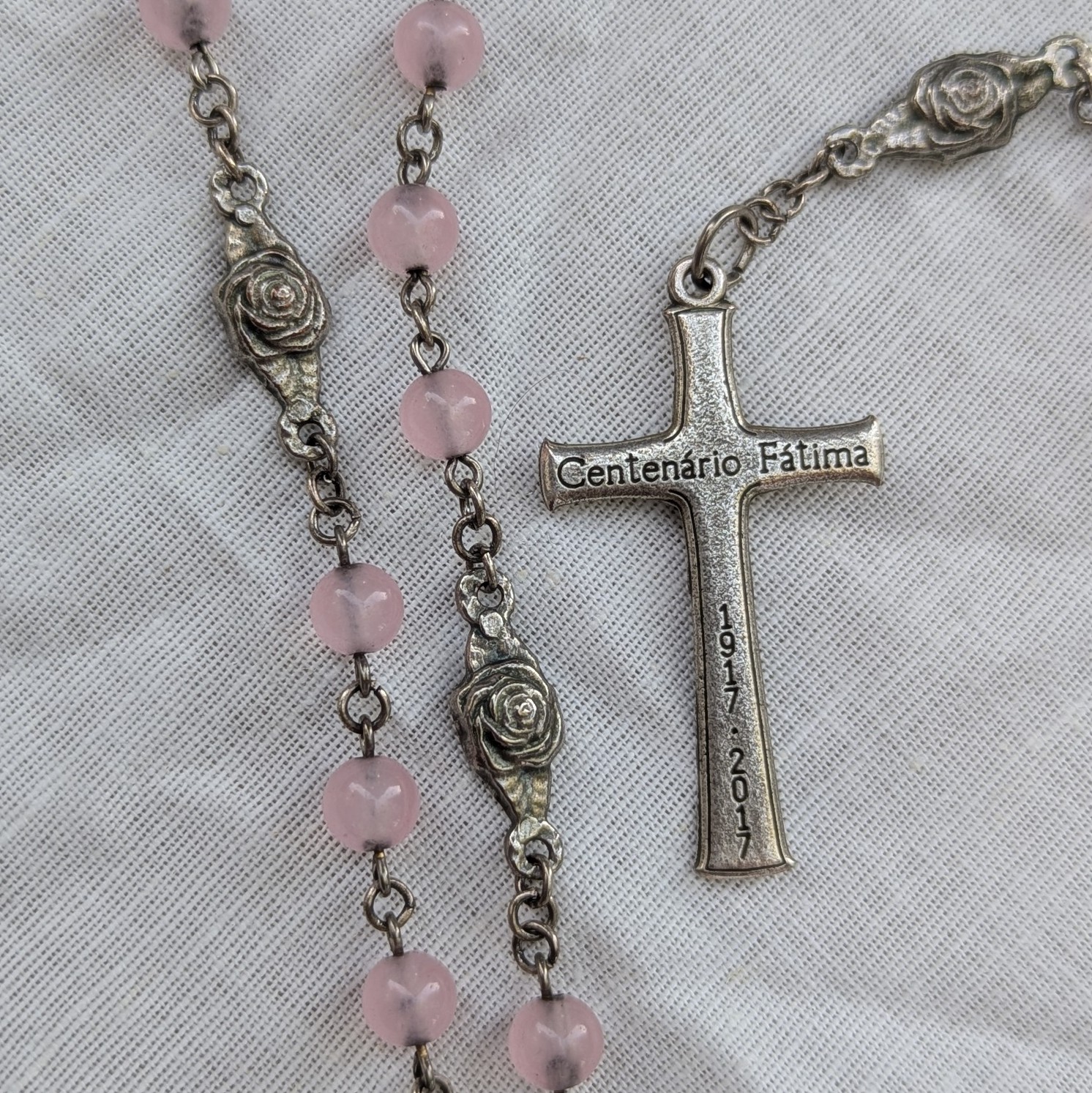 pink marian rosary