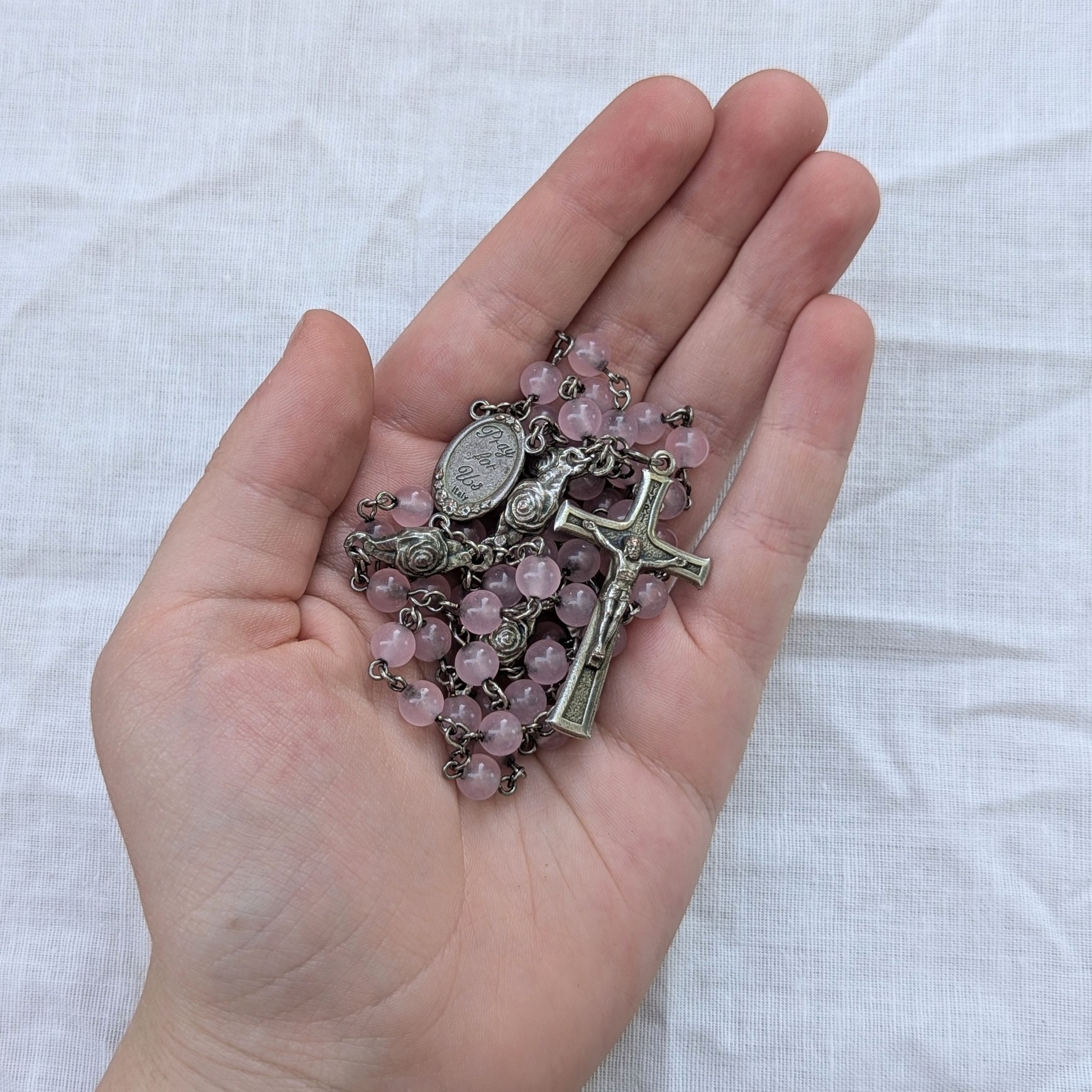 pink marian rosary