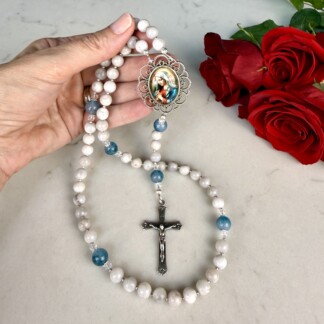 Handmade Gemstone & Wood Rosaries $48-$60