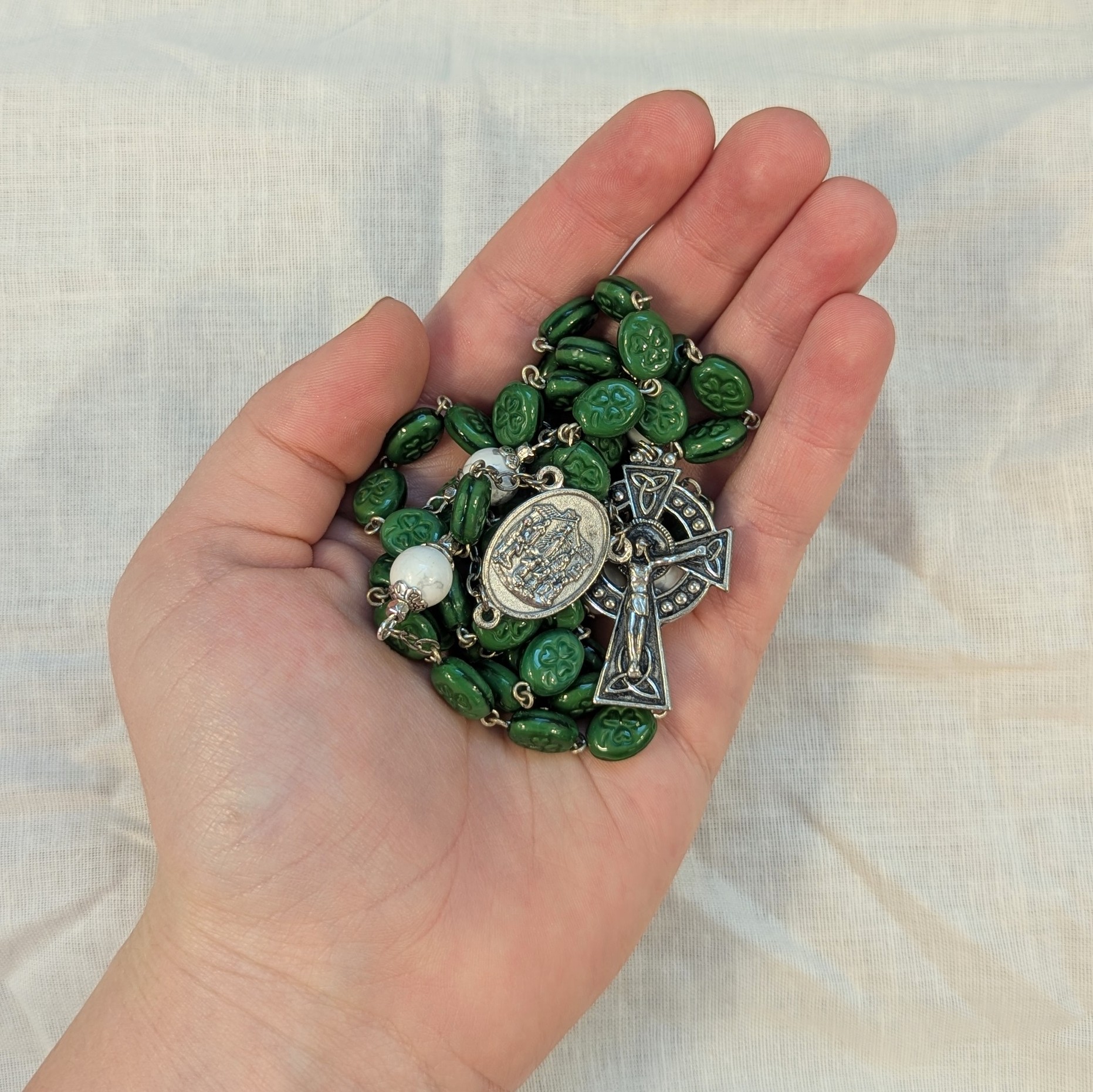 Celtic clover-beaded rosary
