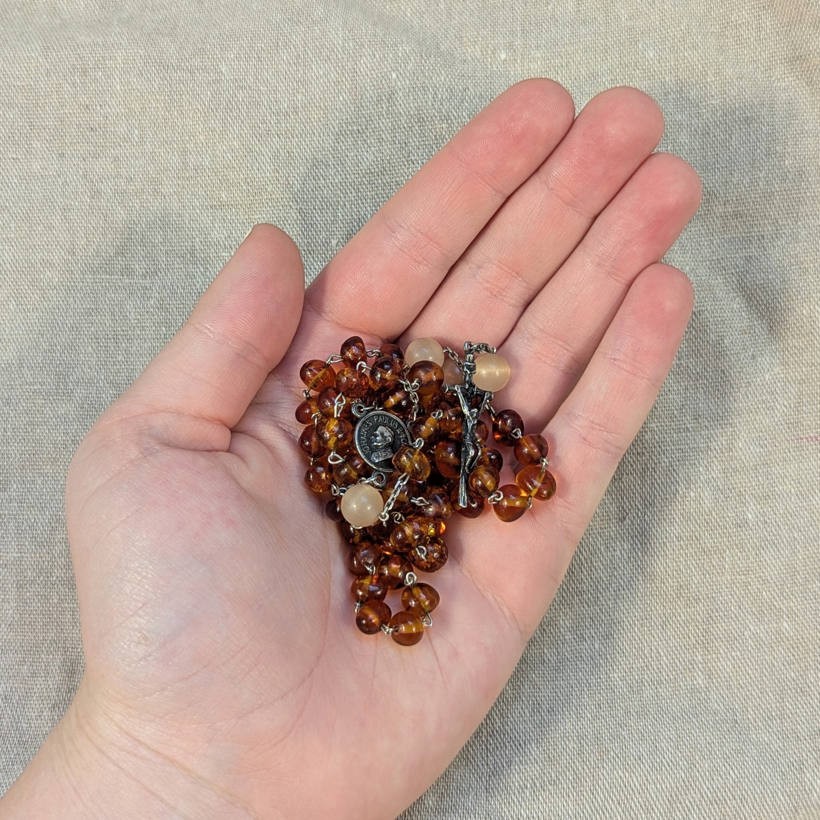 tangerine beaded rosary